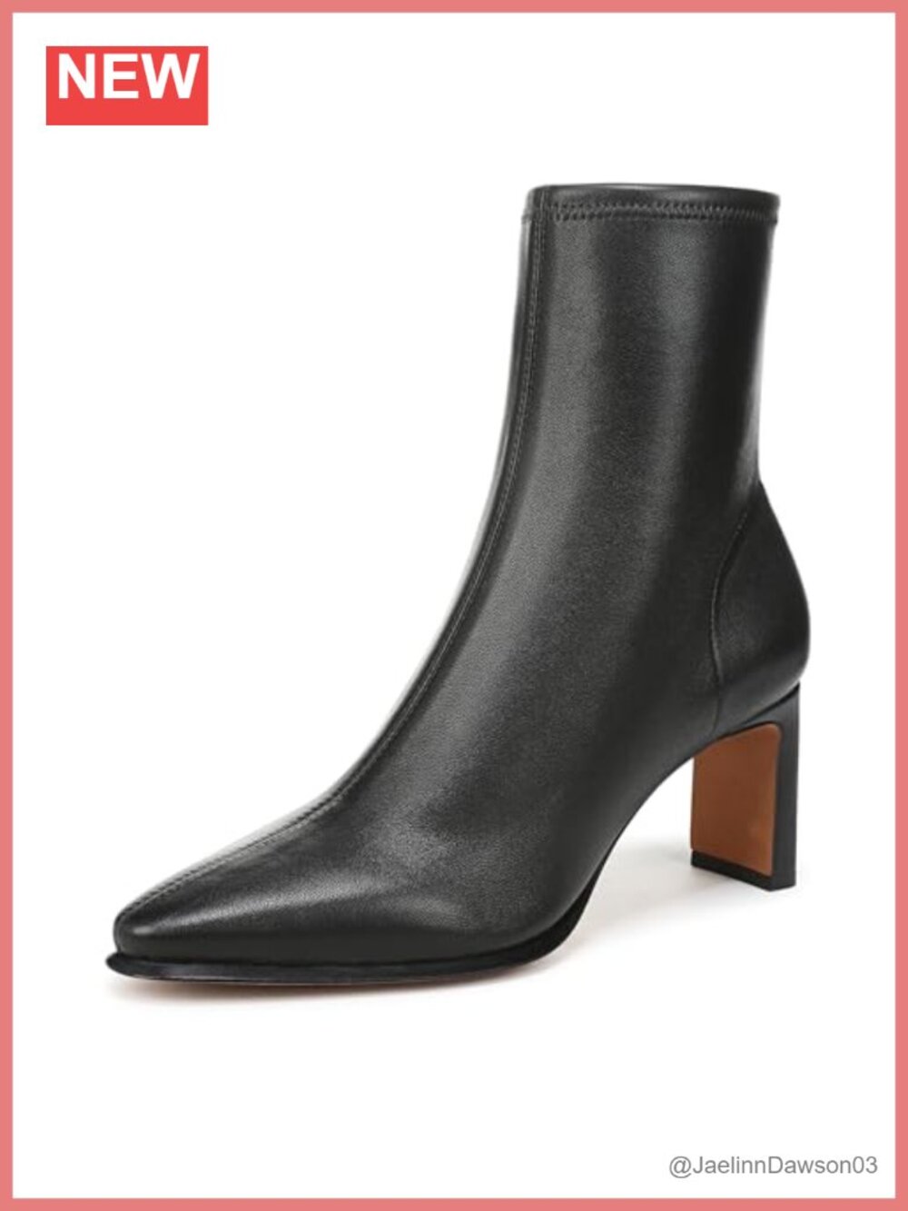 Vince Brock Zip Short Buttery Leather Ankle Bootie Sock Fit Pointed Toe Block